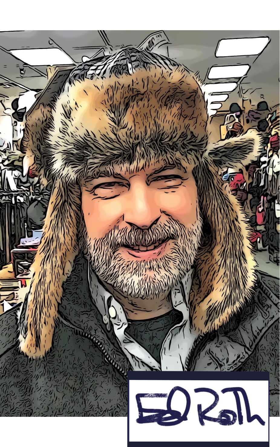 Owner of Roth Shirt Co. Ed Roth and his signature